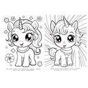 Разноцветные единороги. Раскраска — фото, картинка — 3