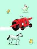 Маленький красный Трактор и самолёт — фото, картинка — 1